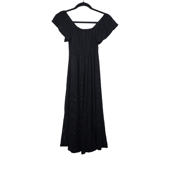 Anthropologie HD in Paris Womens Black Textured Lace Mesh Smocked Dress Size XS - Picture 9 of 10